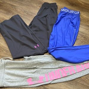 Under Armour Black, Royal Blue & Heather Gray Joggers - Women's Track Pants